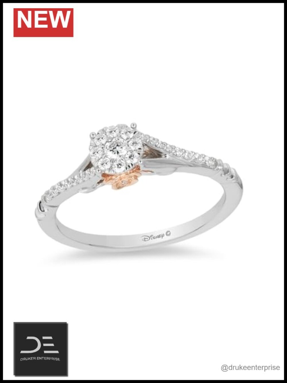 10K White and Rose Gold 1/5 Cttw Diamond Belle Promise Ring
